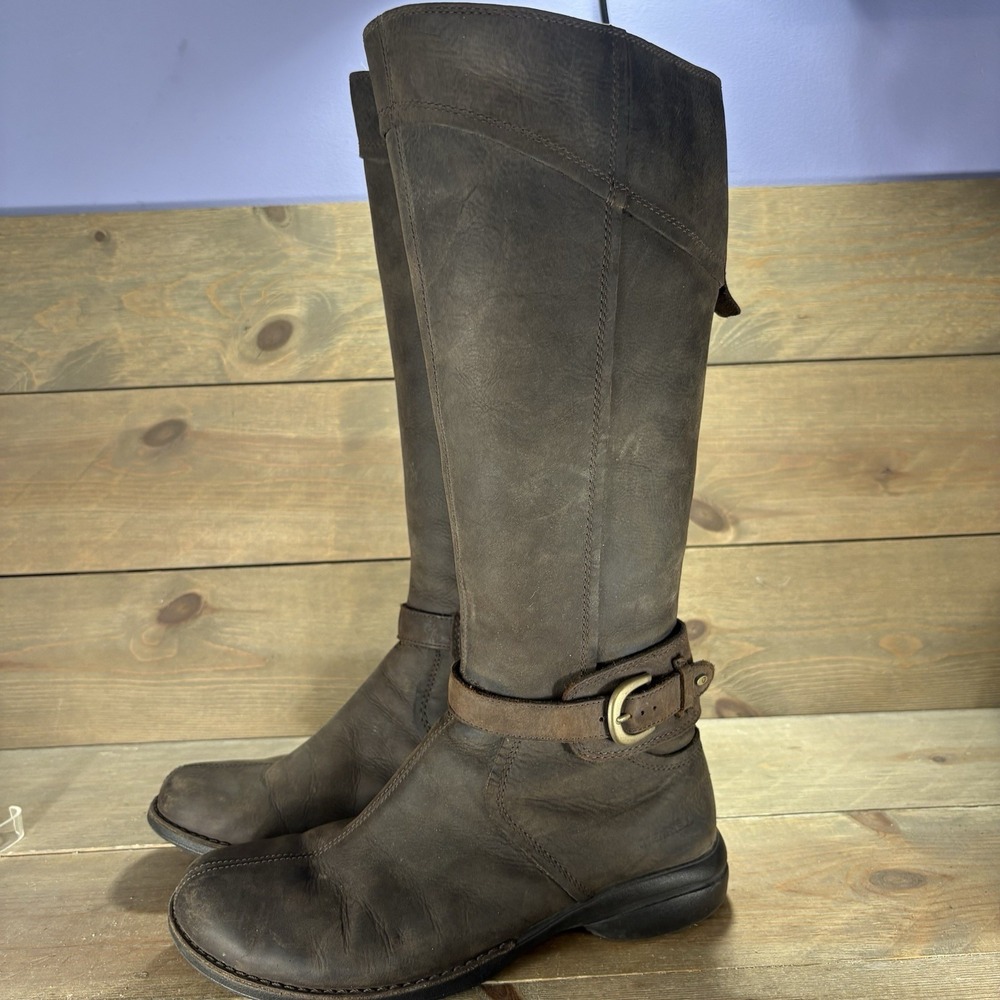 merrell captiva womens size 9.5 shoes brown leather tall buckle riding boots